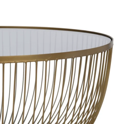 Table basse ronde plateau verre doré Ixia 75 cm — vue 3