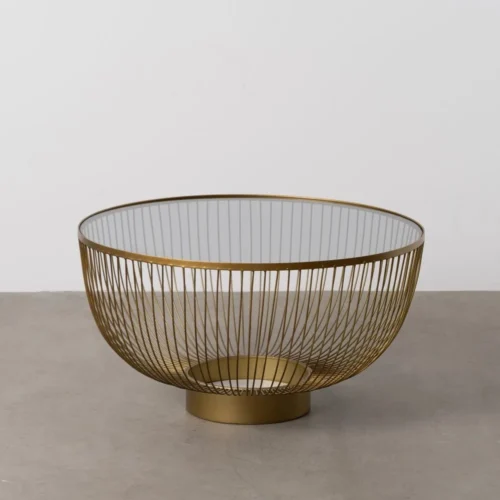 Table basse ronde plateau verre doré Ixia 75 cm — vue 7
