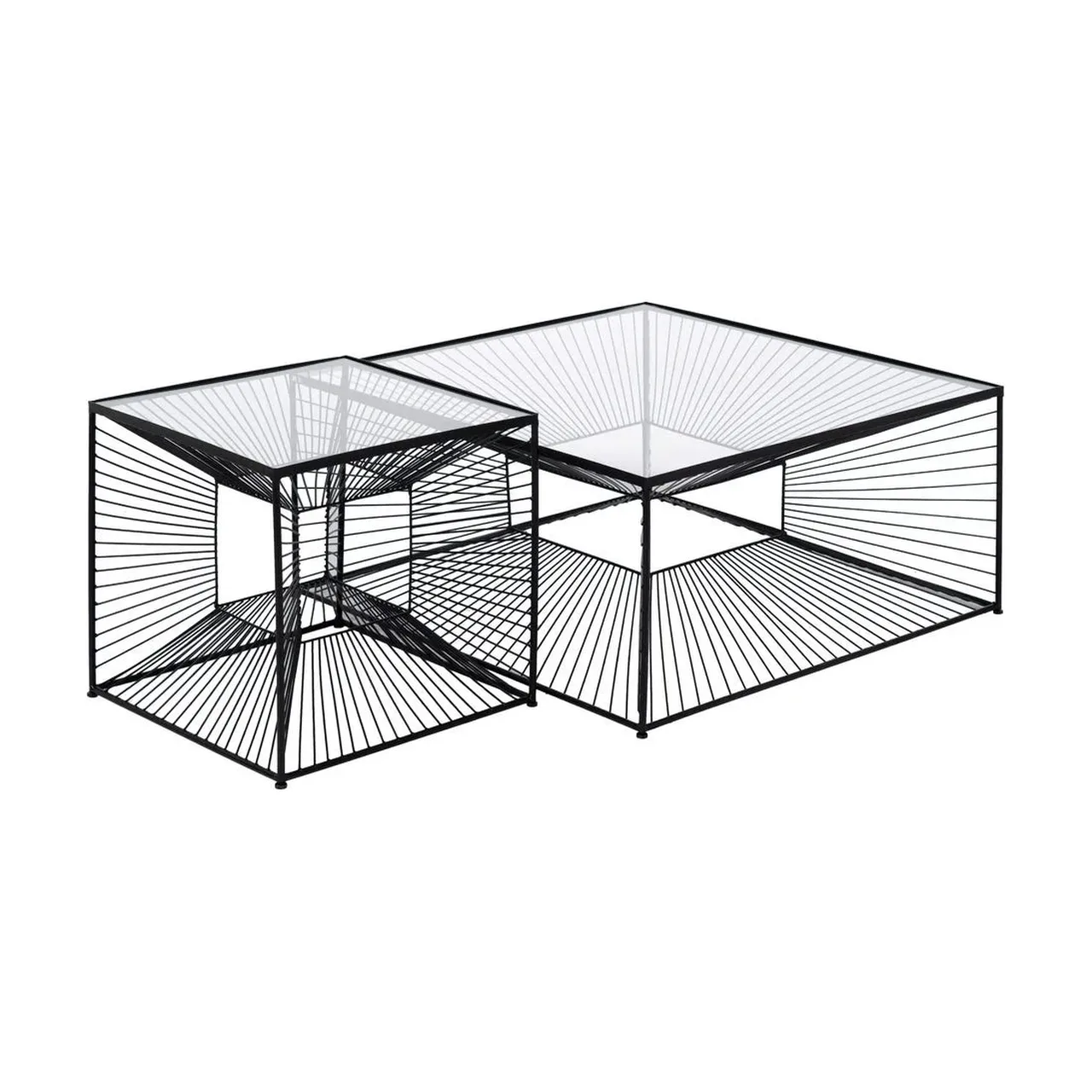 Table basse carrée plateau verre noir Ixia 80 cm