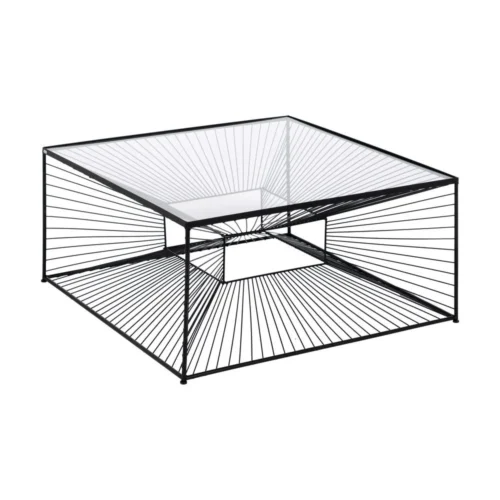 Table basse carrée plateau verre noir Ixia 80 cm — vue 2