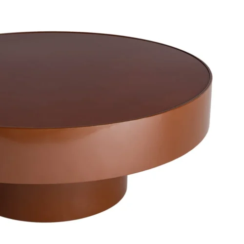 Table basse ronde plateau verre rouge brique Ixia 80 cm — vue 2