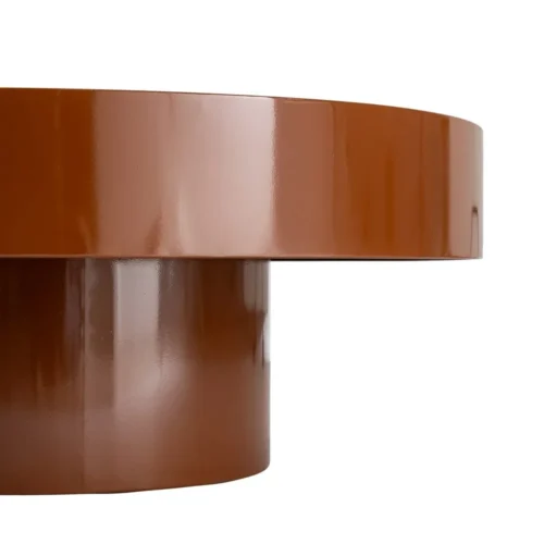 Table basse ronde plateau verre rouge brique Ixia 80 cm — vue 4