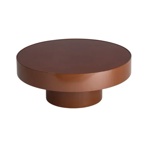 Table basse ronde plateau verre rouge brique Ixia 80 cm — vue 5