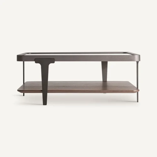Table basse Gehofen frêne et verre fumé 100 x 100 cm Vical Home