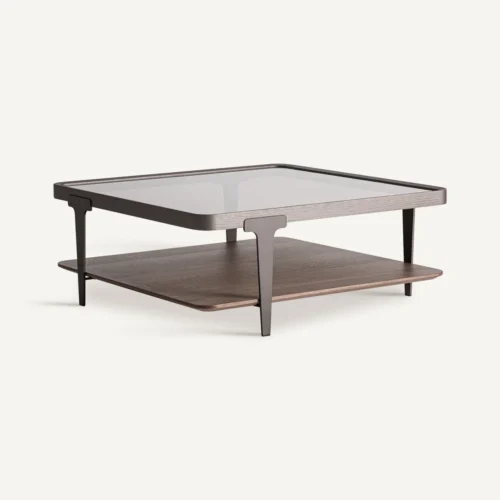 Table basse Gehofen frêne et verre fumé 100 x 100 cm Vical Home — vue 2