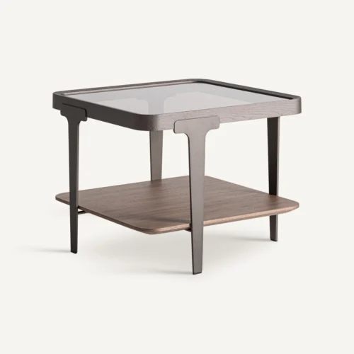 Table basse Gehofen frêne et verre fumé 60 x 60 cm Vical Home — vue 2
