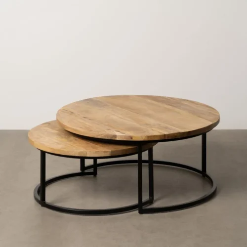 Table basse gigogne bicolore marron et noir Ixia 90 cm