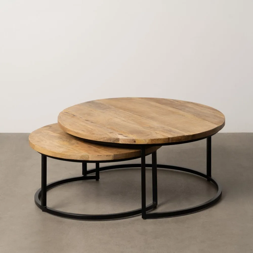 Table basse gigogne bicolore marron et noir Ixia 90 cm