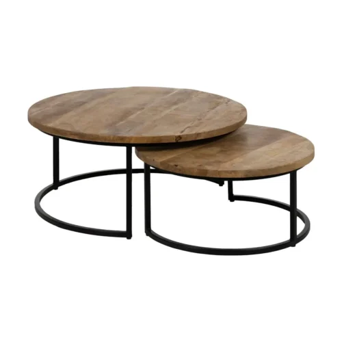 Table basse gigogne bicolore marron et noir Ixia 90 cm — vue 2