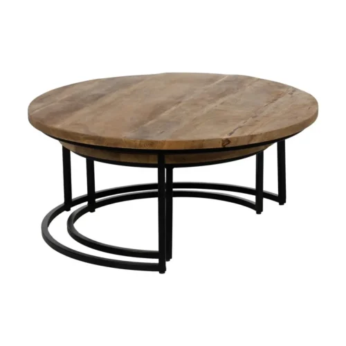 Table basse gigogne bicolore marron et noir Ixia 90 cm — vue 3