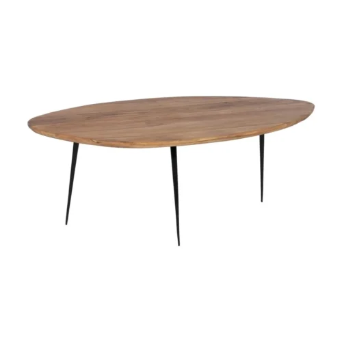 Table basse gigogne organique bois d'acacia et métal Ixia 110 cm — vue 4