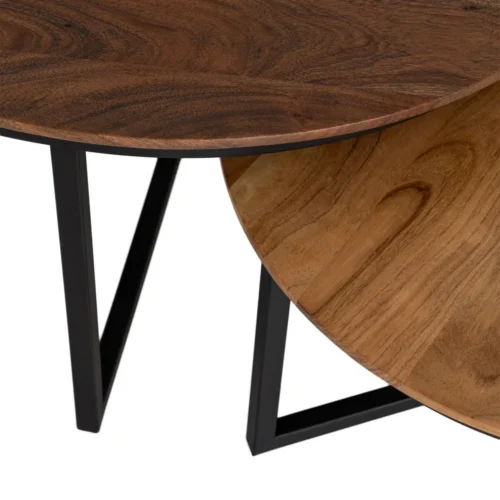 Table basse gigogne bois d'acacia pieds métal Ixia 80 cm — vue 4