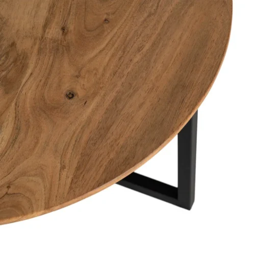 Table basse gigogne bois d'acacia pieds métal Ixia 80 cm — vue 5