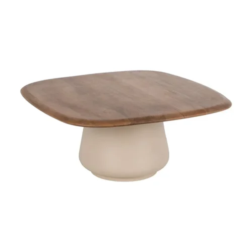 Table basse gigogne organique bois de manguier et métal Ixia 90 cm — vue 2