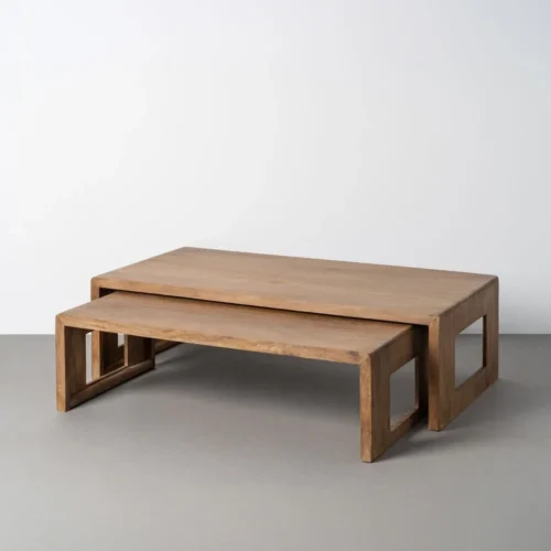 Table basse gigogne bois de manguier Ixia 140 cm