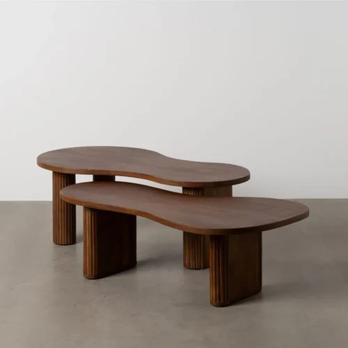 Table basse gigogne organique bois de manguier Ixia 110 cm