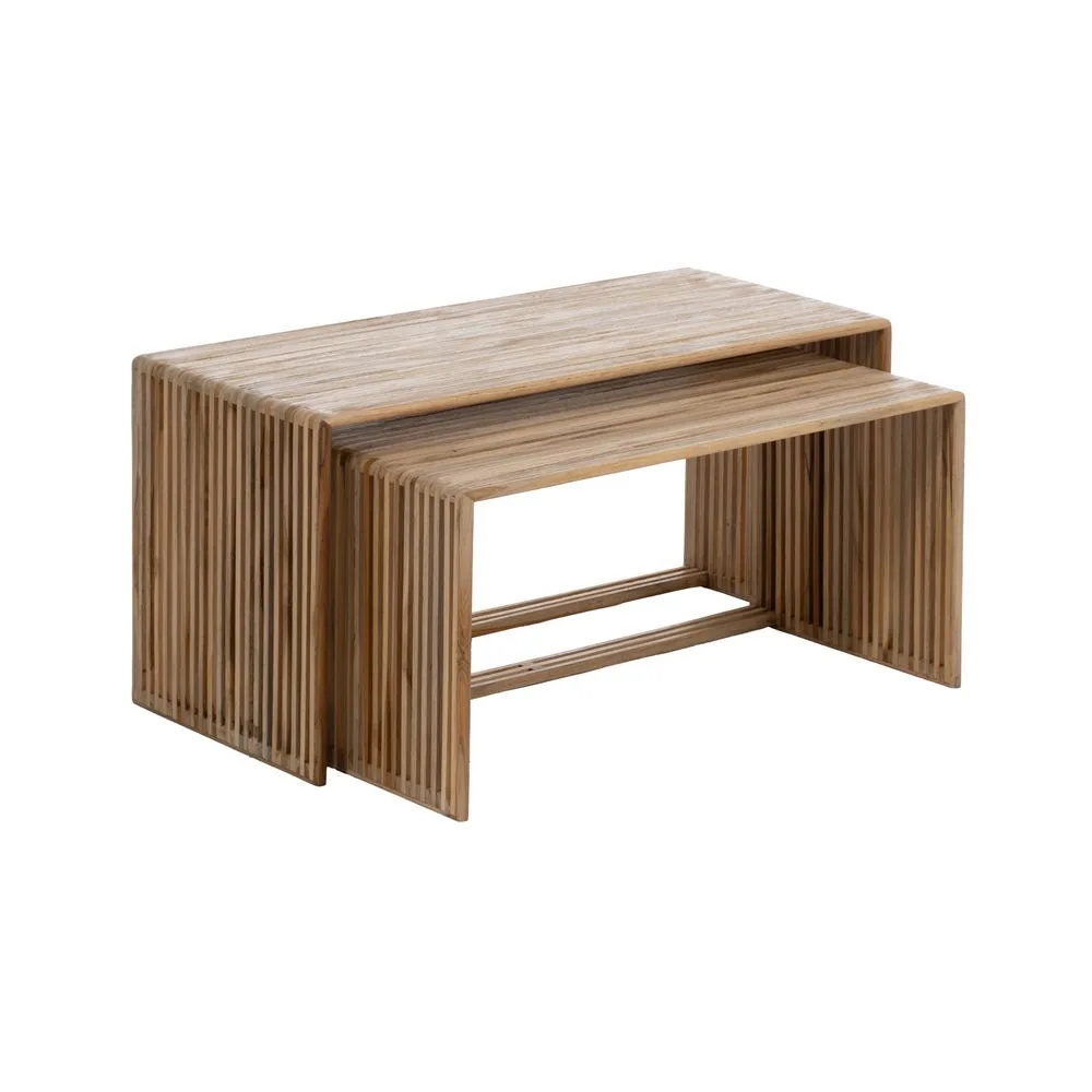 Table basse gigogne bois de teck recyclé Ixia 85 cm