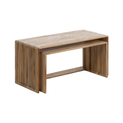 Table basse gigogne bois de teck recyclé Ixia 85 cm — vue 2