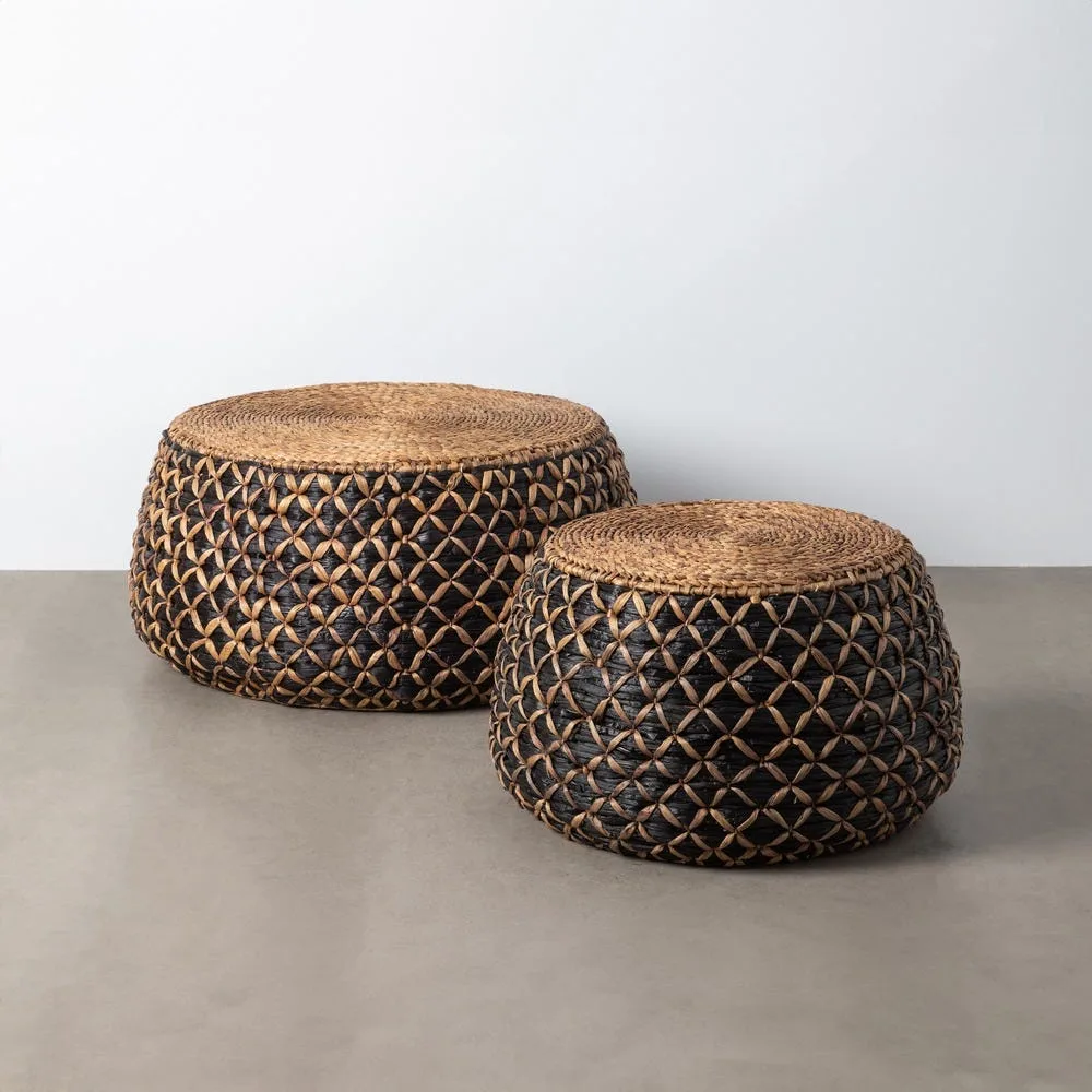 Table basse gigogne en jacinthe d'eau tressée Ixia 100 cm
