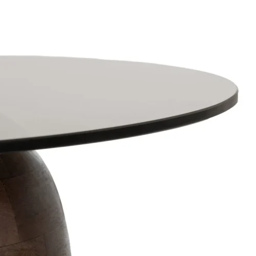 Table basse haute plateau verre bois de manguier miel Ixia 50 cm — vue 6