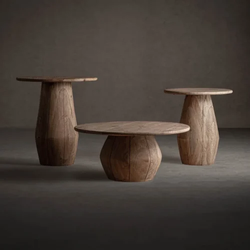 Table basse Jacquard manguier brun clair 60 x 60 x 65 Vical Home — vue 6
