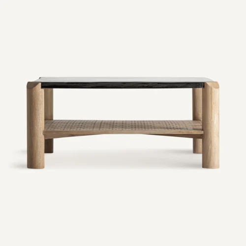 Table basse Jacquard manguier brun et verre 90 cm Vical Home