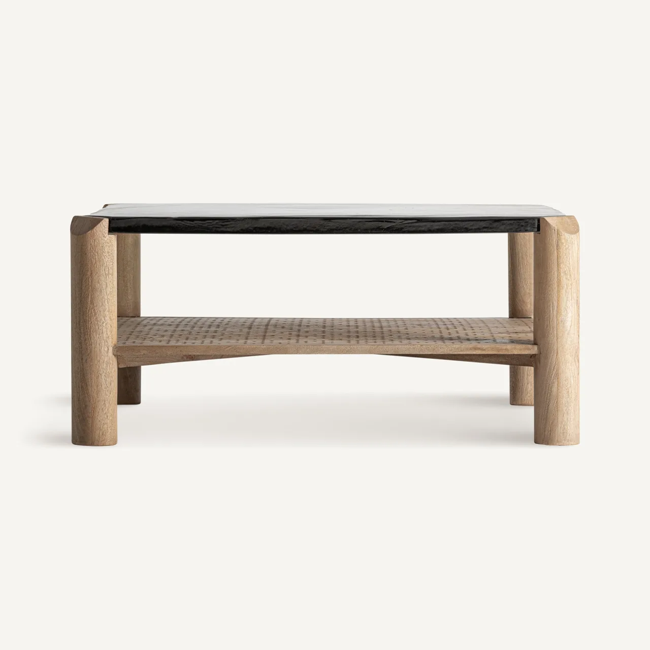 Table basse Jacquard manguier brun et verre 90 cm Vical Home