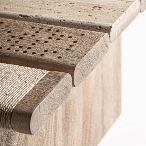 Table basse Jacquard manguier et marbre 140 x 73 Vical Home — vue 6