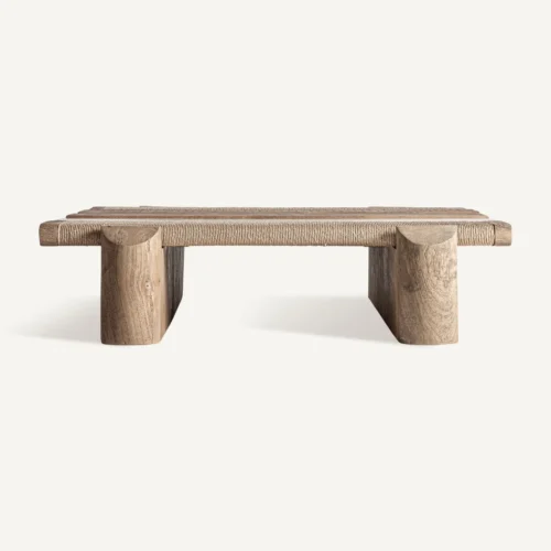 Table basse Jacquard manguier et marbre 80 x 90 Vical Home