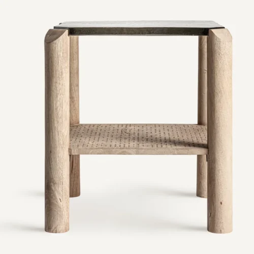 Table basse Jacquard manguier et verre 60 cm Vical Home
