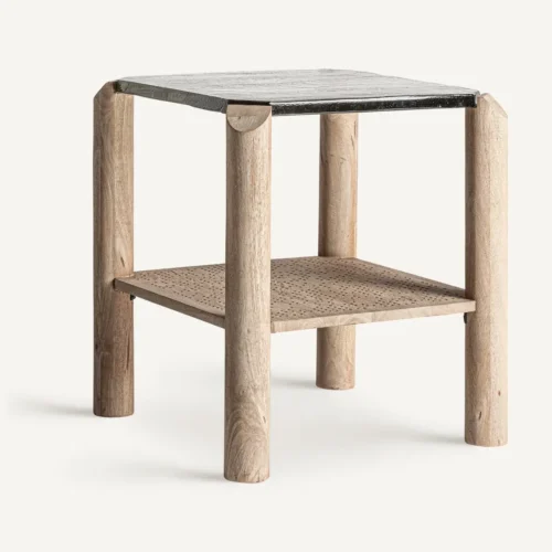 Table basse Jacquard manguier et verre 60 cm Vical Home — vue 2