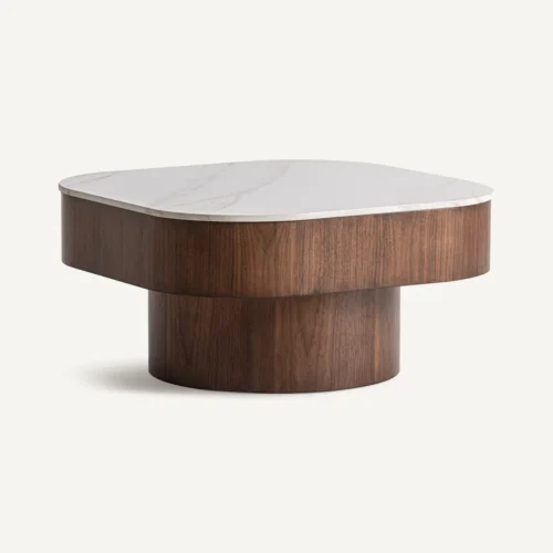 Table basse Neufs blanc et marron 70 cm Vical Home — vue 2