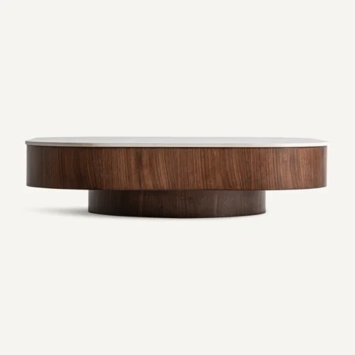 Table basse Neufs blanc et noyer 100 cm Vical Home