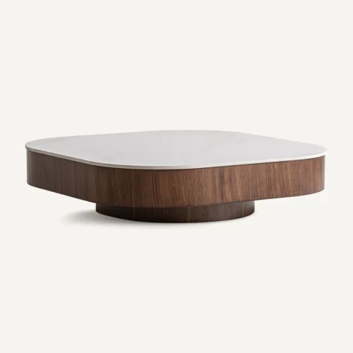 Table basse Neufs blanc et noyer 100 cm Vical Home — vue 2