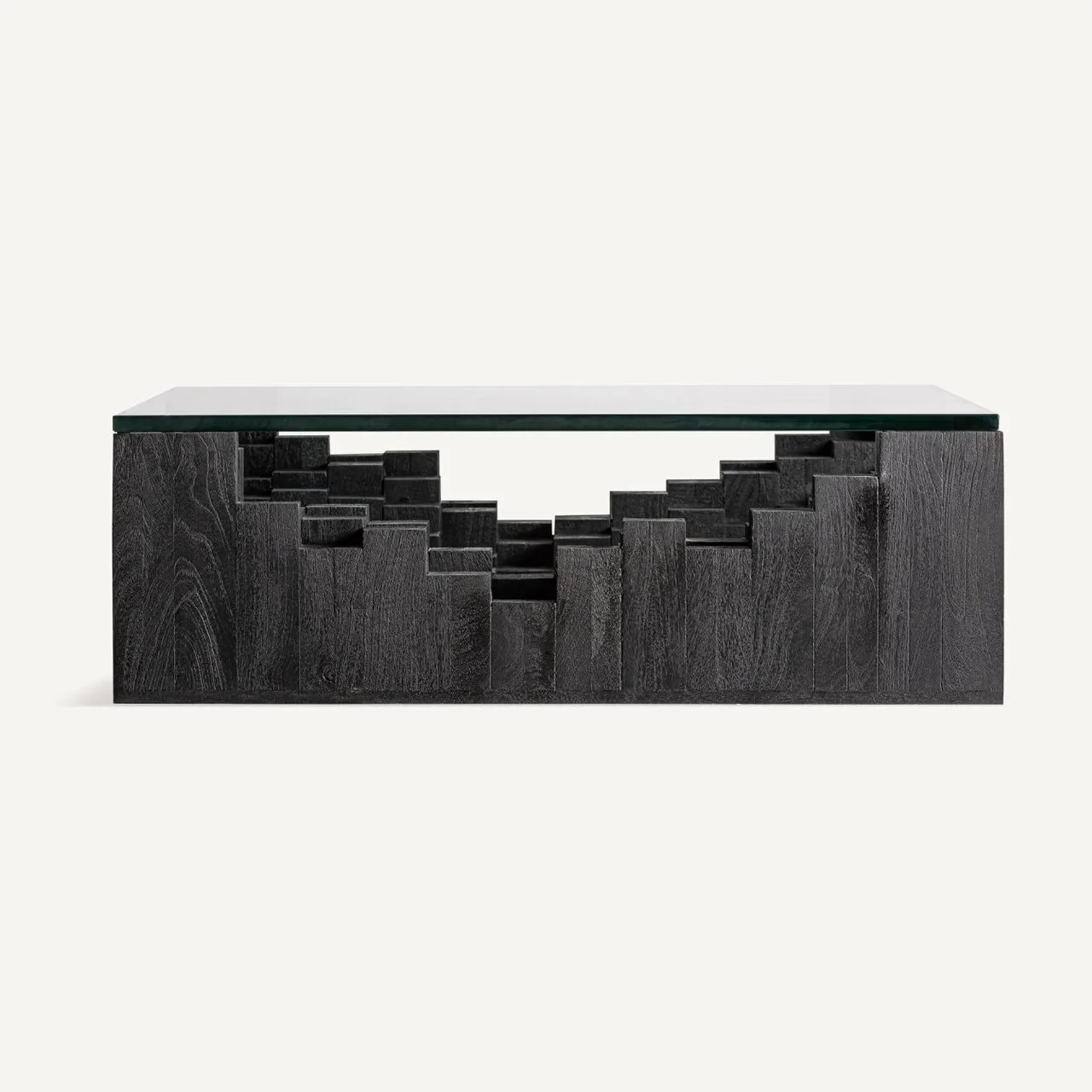 Table basse Pètria manguier noir sablé et verre Vical Home