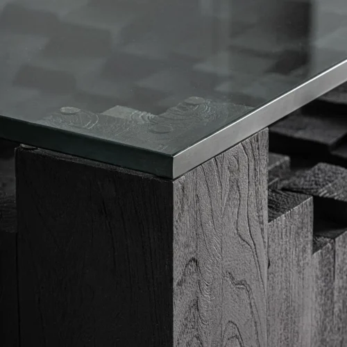 Table basse Pètria manguier noir sablé et verre Vical Home — vue 3