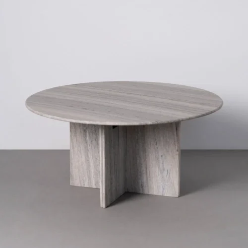 Table basse pierre naturelle beige Ixia 100 cm