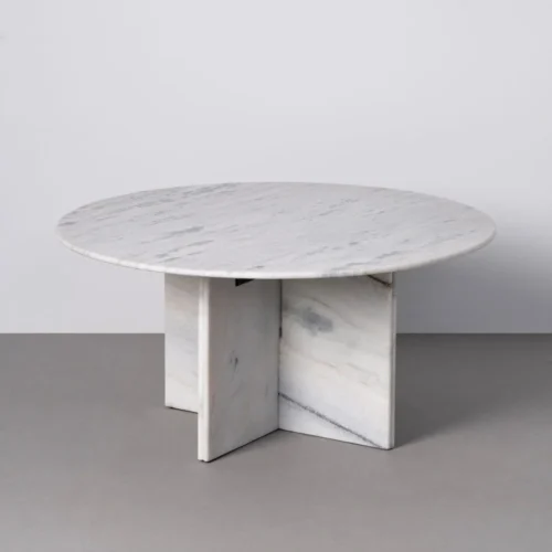 Table basse pierre naturelle blanche Ixia 100 cm