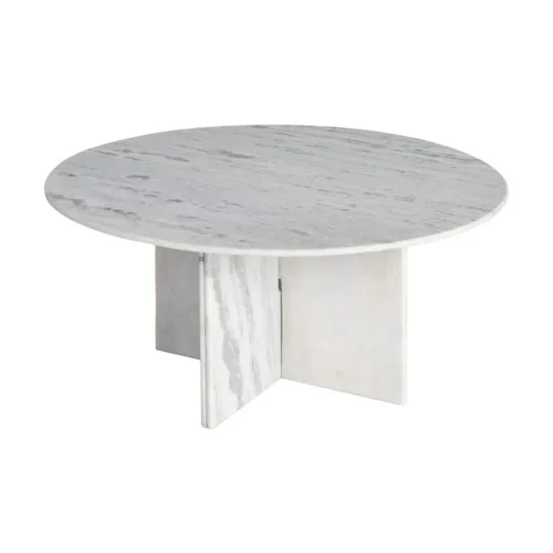 Table basse pierre naturelle blanche Ixia 100 cm — vue 7