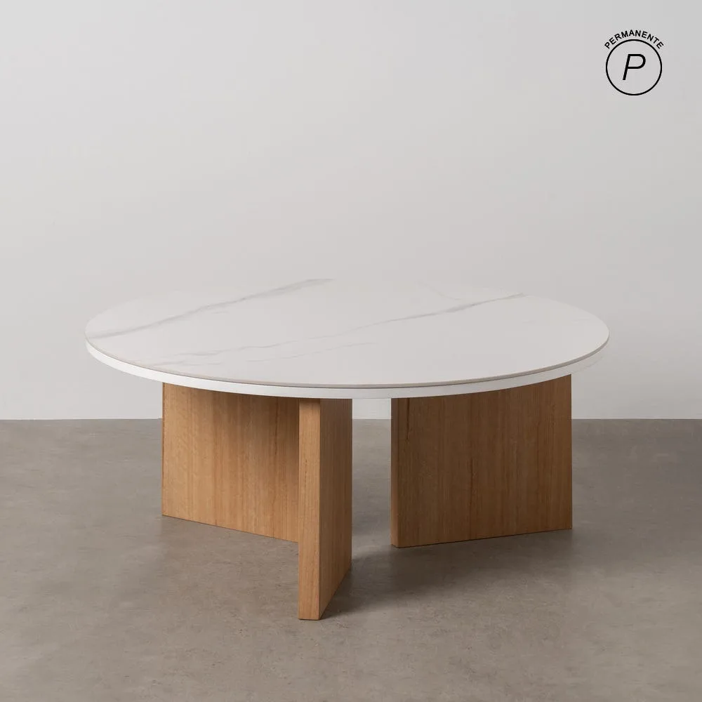 Table basse plateau céramique effet marbre piètement métal Ixia 80 x 35 cm