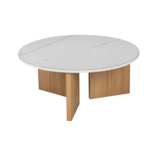 Table basse plateau céramique effet marbre piètement métal Ixia 80 x 35 cm — vue 2