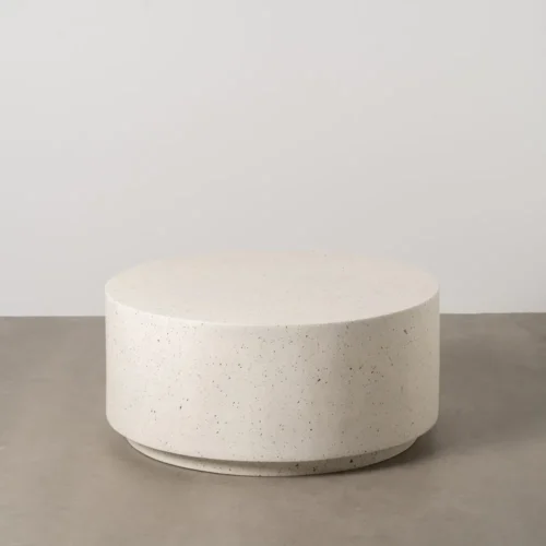 Table basse plateau fibre de magnésium blanche Ixia 90 cm