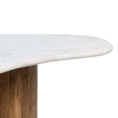 Table basse plateau marbre blanc et bois de manguier Ixia 135 cm — vue 6