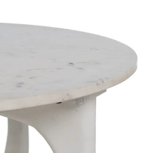 Table basse plateau marbre blanc et bois de manguier Ixia 75 cm — vue 6
