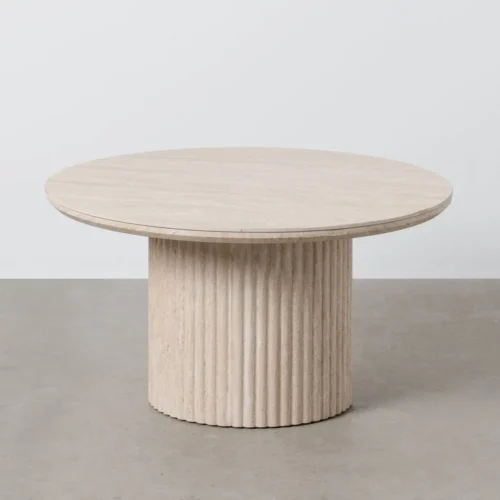 Table basse plateau pierre frittée beige Ixia 70 cm