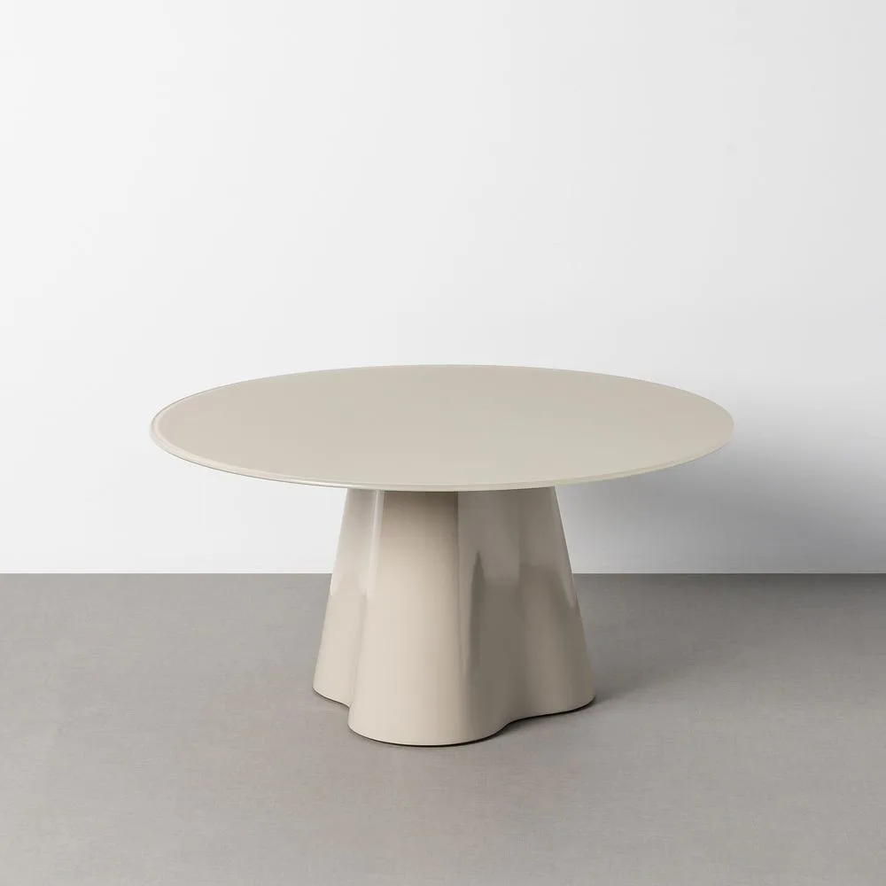 Table basse plateau verre et structure bois crème Ixia 80 cm