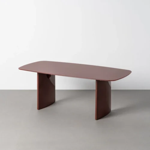 Table basse plateau verre et structure bois teinte brune Ixia 120 cm