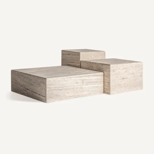 Table basse Rapolano travertin beige 80 x 80 Vical Home — vue 3