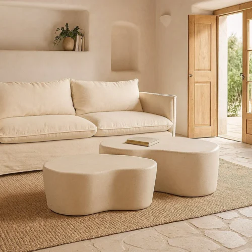 Table basse organique laquée blanche Ixia 125 cm — vue 9