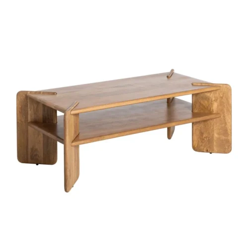 Table basse rectangulaire piètement haut bois de manguier naturel Ixia 121 cm — vue 3